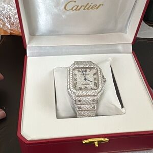 Cartier Silver and Diamond Encrusted Timepiece